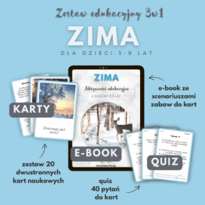 ZIMA - Zestaw edukacyjny 3w1 (karty, e-book z eksperymentami, quiz)